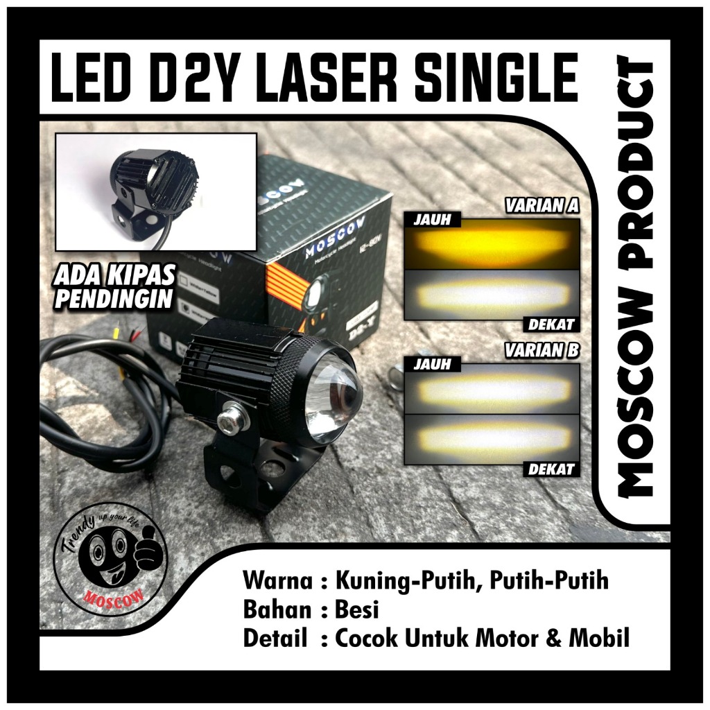 LAMPU TEMBAK LASER D2 D3 SINGLE LED 2 WARNA HIGH LOW WATERPROOF LASER GUN Mini D2Y MOSCOW 15 Watt hi