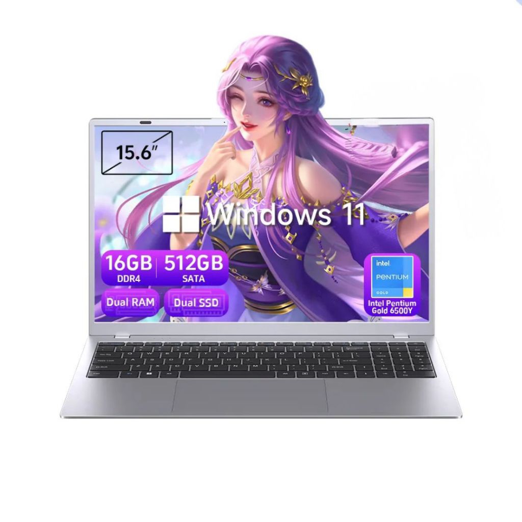 Laptop Bisnis Portabel Super Ordinateur 15,6" Intel 16GB RAM 512GB SSD Intel Pentium Gold 6500Y Wind