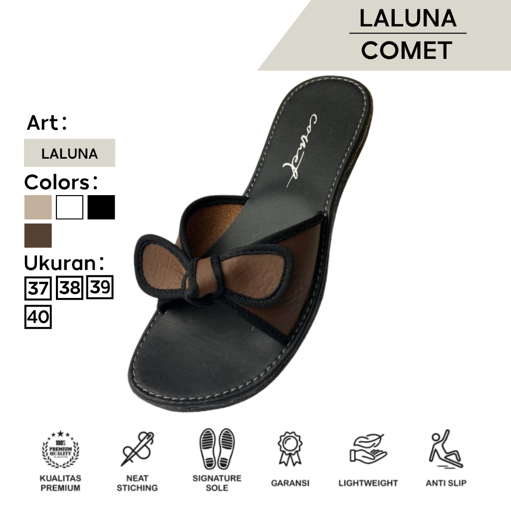LALUNA Comet Sandal Wanita Terbaru Sandal Flat Teplek Anti Slip Terbaru