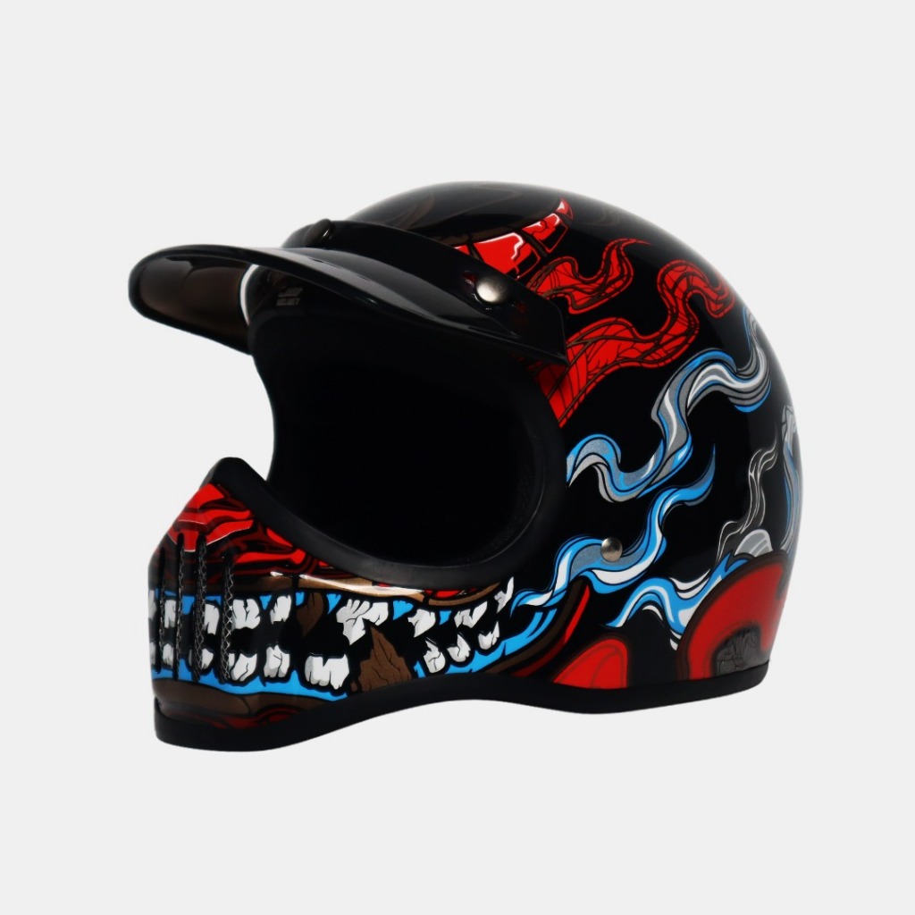 Helm JS Cakil Dewasa ORIGINAL Motif Dragon - Full Face Helmet Cowok [ SUDAH SNI ] /HELM CROSS/ HELEM