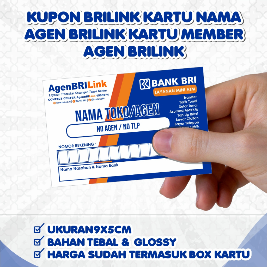 Kupon Brilink Kartu Nama Agen Brilink Kartu Member Agen Brilink Kartu Pelanggan