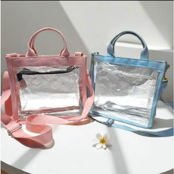 Tas Mika Full Kanvas Katun Plus Resleting Harga Murah Size 25*12*20 CM - Tas Selempang Mika PVC Teba