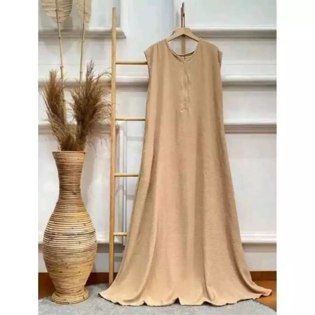 inner dress gamis wanita tanpa lengan crinkle busui/gamis kutungan dalemanan
