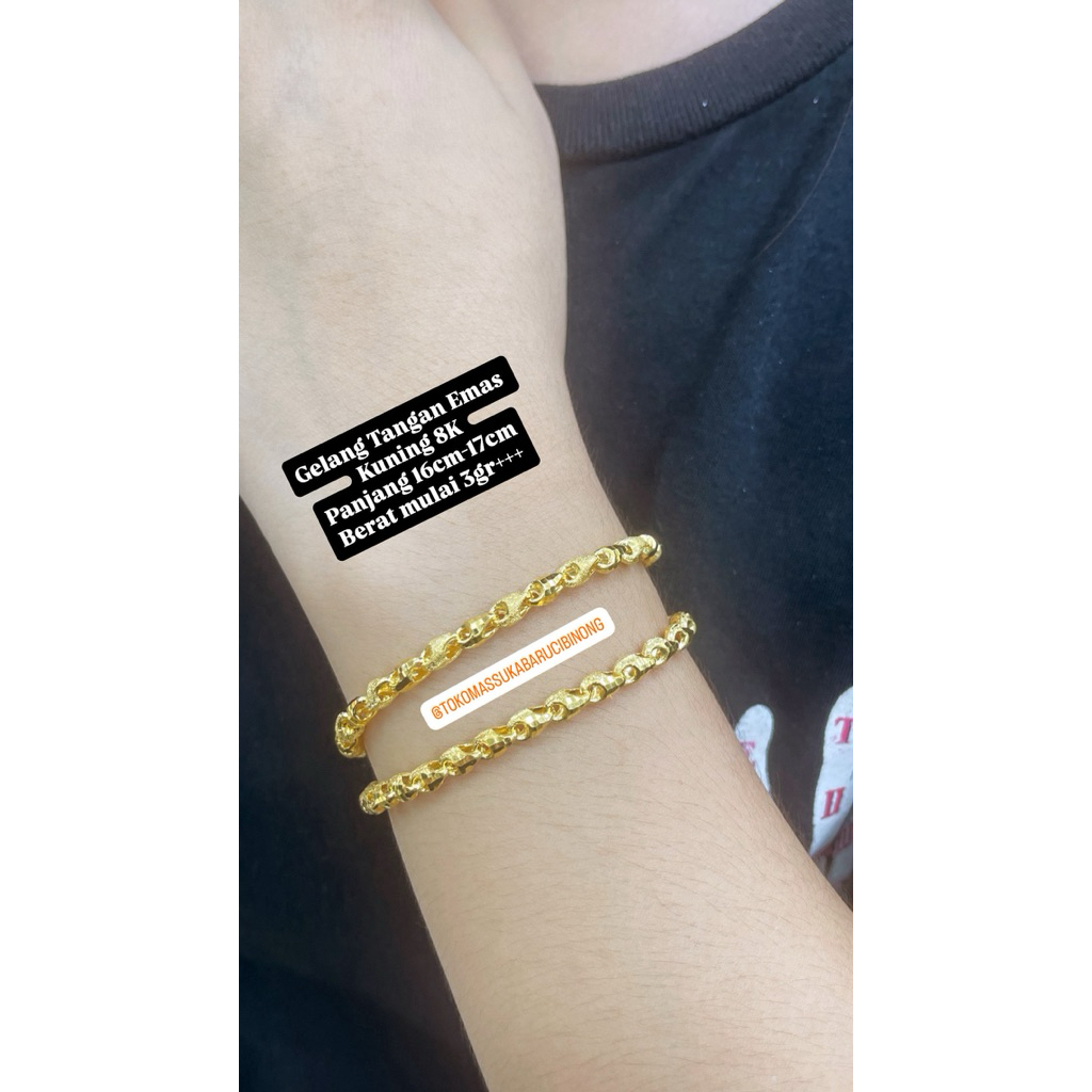 gelang tangan emas 8K Model Pajero / Model dubai (EMAS ASLI)