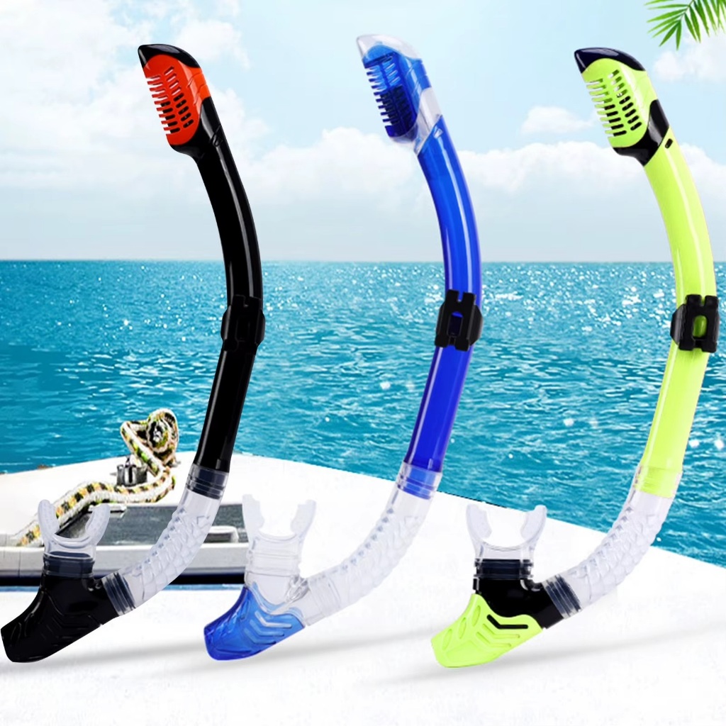 Peralatan Snorkeling Snorkle Snorkling Silikon Pipa Gigit Breathing Tube Scuba Diving Swimming Leakproof Kedap air Tetap Kering Full Dry Scuba Diving Dewasa Remaja PVC SILIKON Swimming silicone Tube Lentur Berenang Renang Laut Danau Dalam Pipa Nafas Air