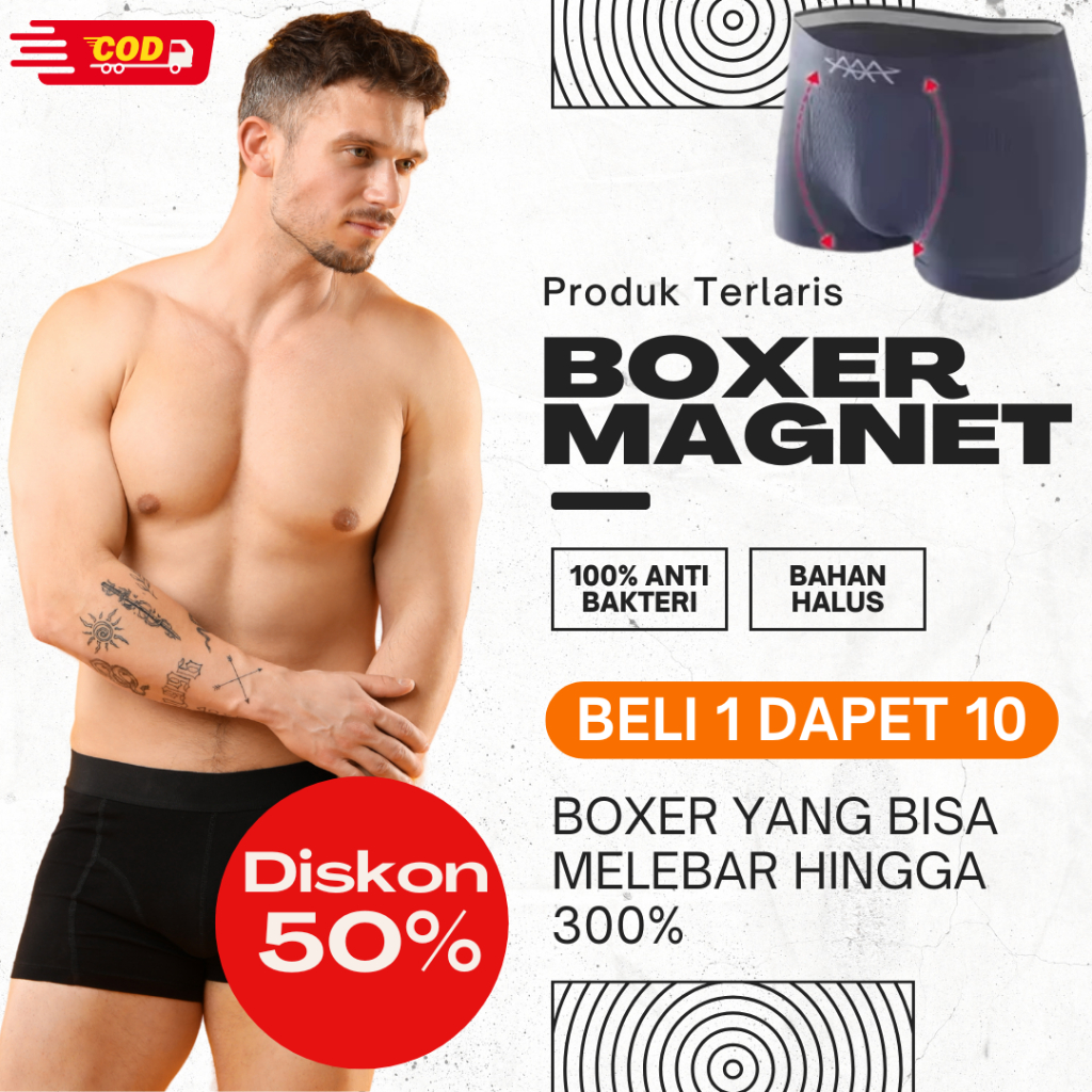 (BELI 1 GRATIS 10) Boxer Pria 5D Magnetik – Celana Dalam Terapi Vitalitas & Stamina ORIGINAL Premium