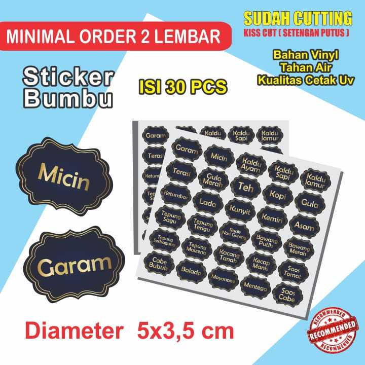 Sticker Label Vynil Anti Air Stiker Bumbu Dapur Isi 60 Pcs Stiker Label