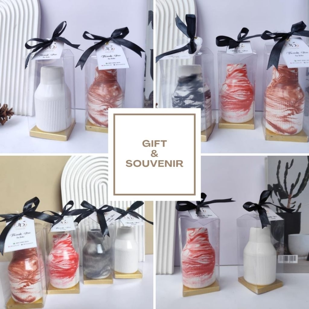 HYPATIACRAFT GROSIR Souvenir Pernikahan Hampers Vas Bunga Kering  Aesthetic Minimalis Concrete Homed