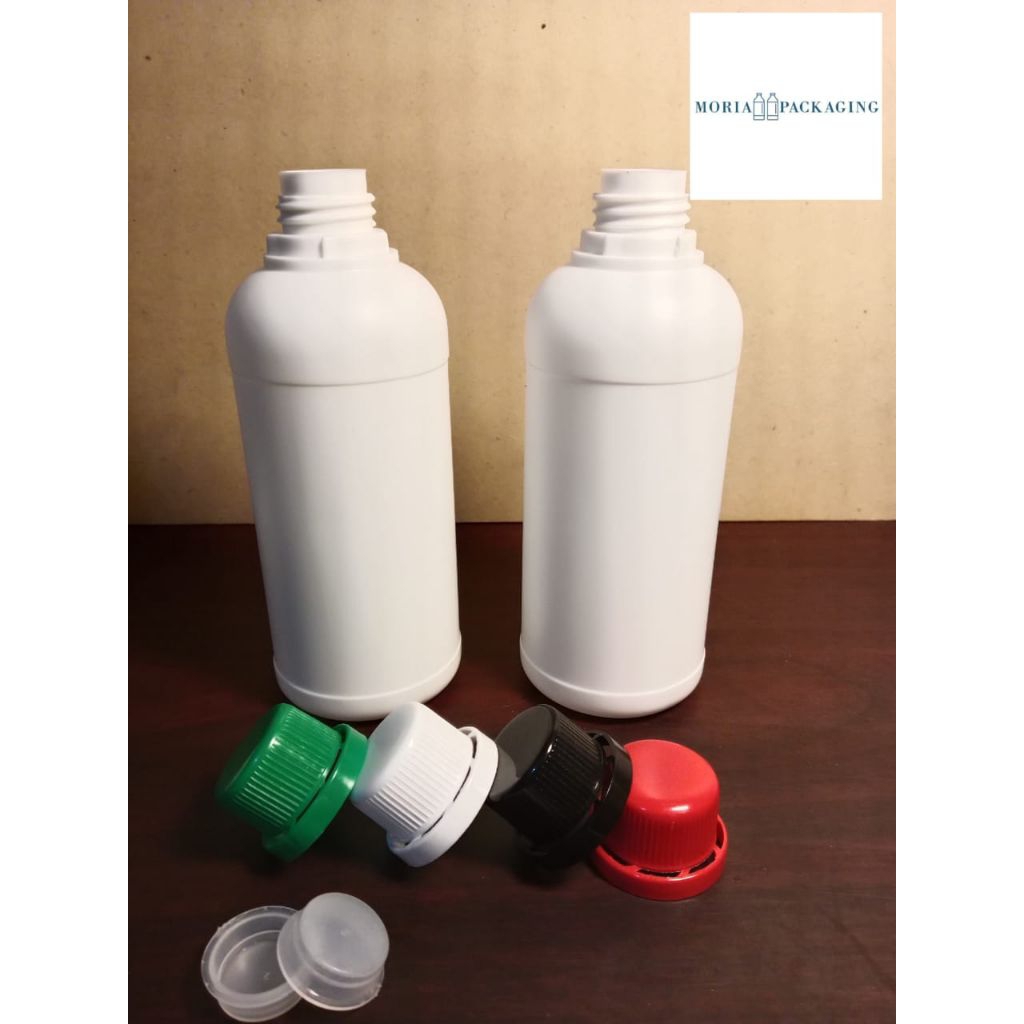 Botol Agro 500ml Putih Doff HDPE / Botol Labor 500ml / Tutup Agro Putih, Hitam, Hijau, Merah