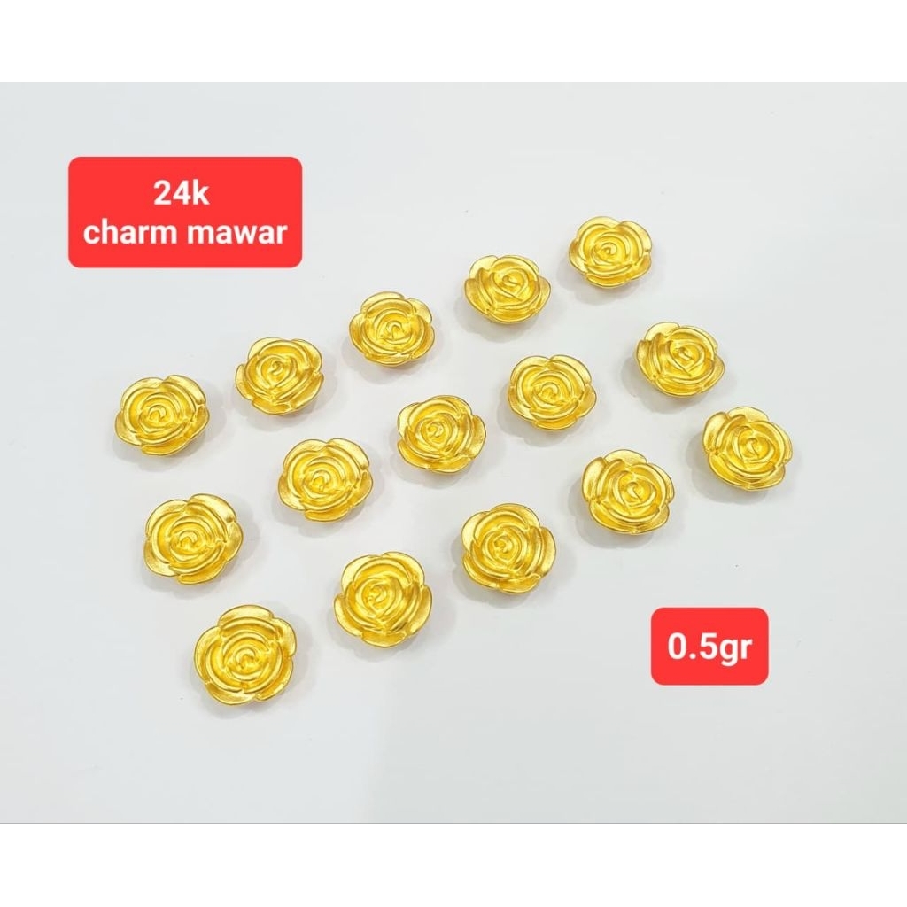 Emas Asli Charm Mawar 24K Hongkong 999.9