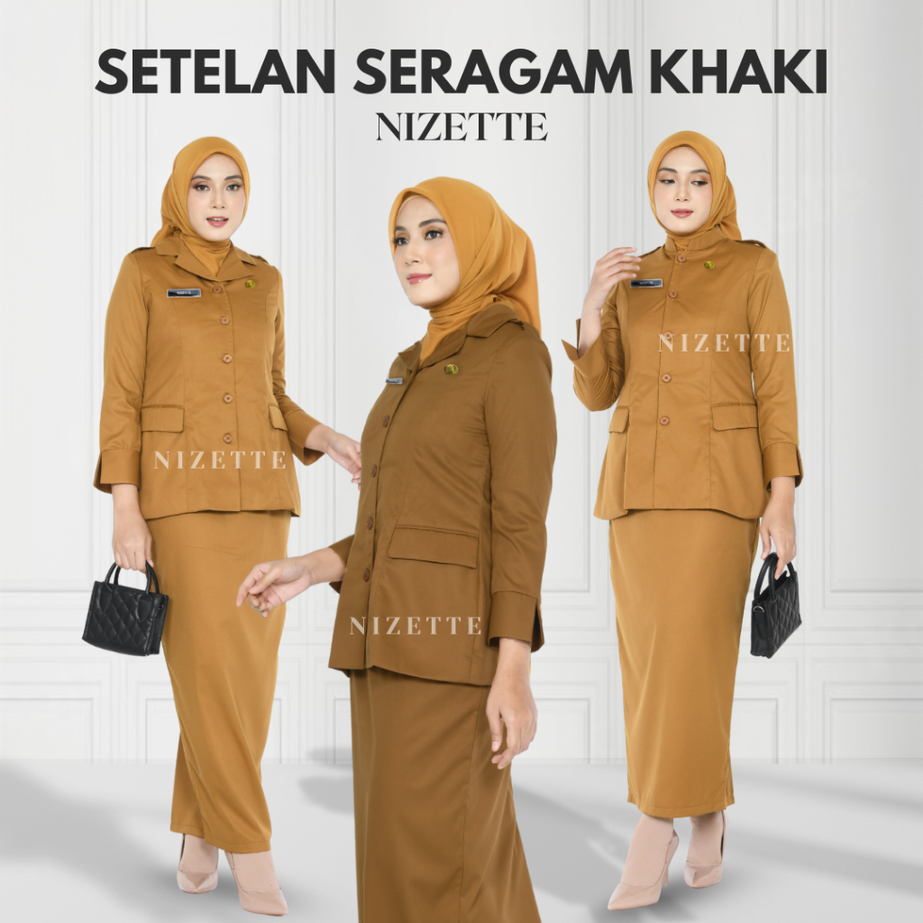 Setelan Seragam PDH Guru Khaki PNS - NIZETTE