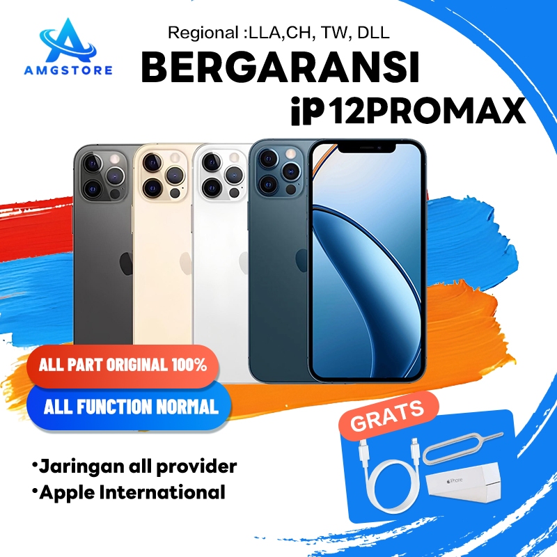 iPhone 12 ProMax 128GB/256GB/512GB Secondhand Normal Fullset Original 100% ex internasional