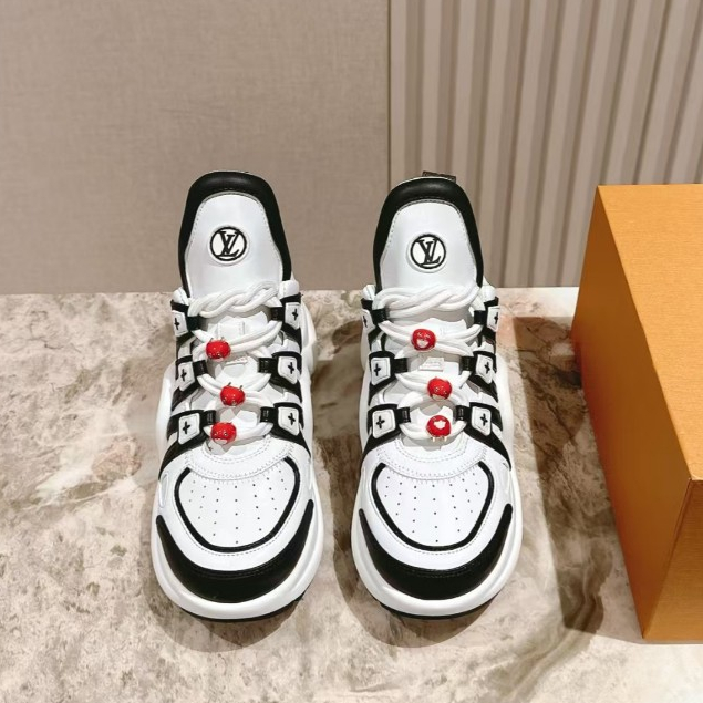 VVIP quality L * * S/V * * N Archlight cow leather round toe thick sole low top casual shoes 5cm wom