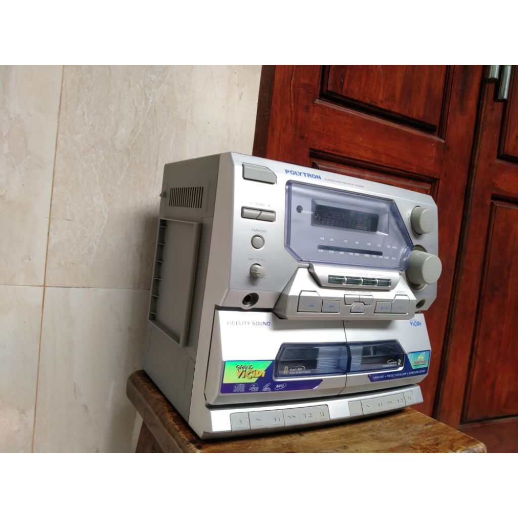 head compo polytron radio aux cd tape grand vicidi amplifier pemutar radio pemutar kaset pita
