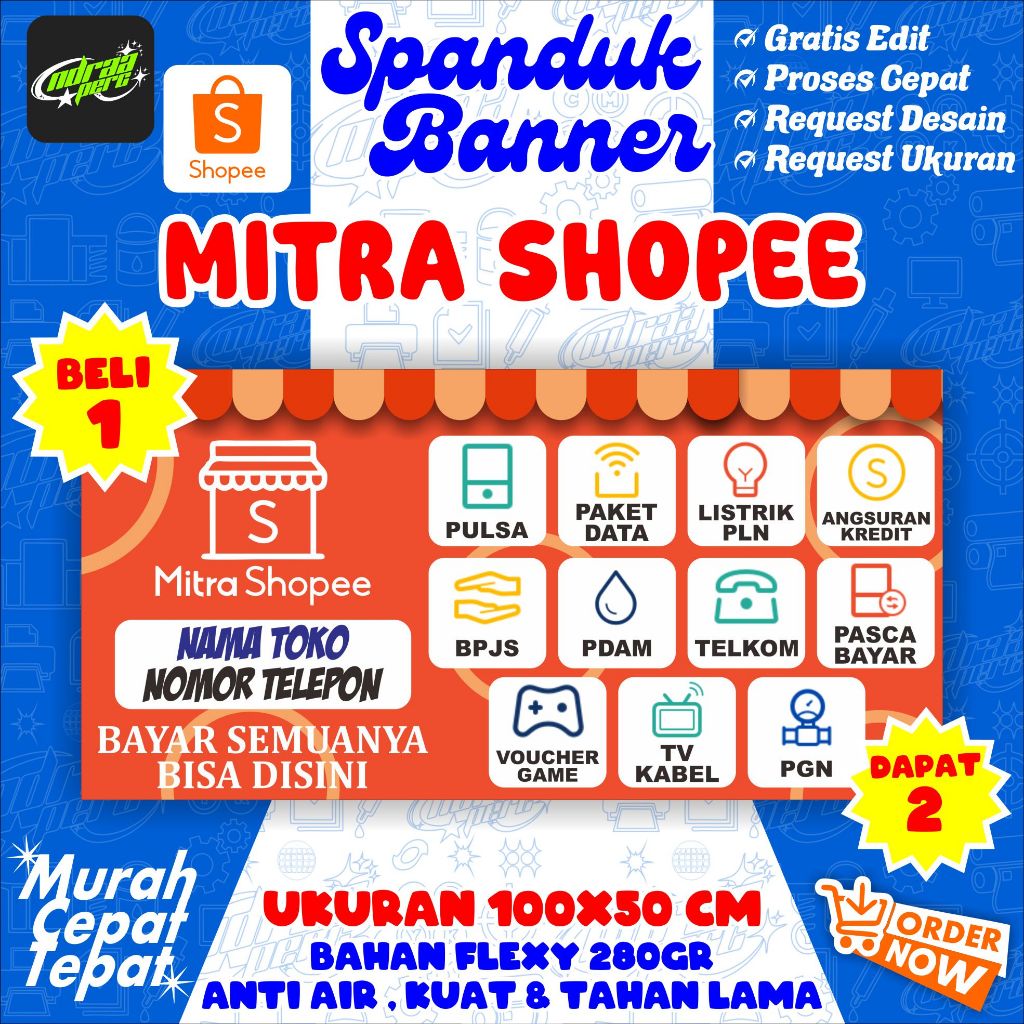 Banner Mitra Shopee 100X50 Dapat  2 - (A2)
