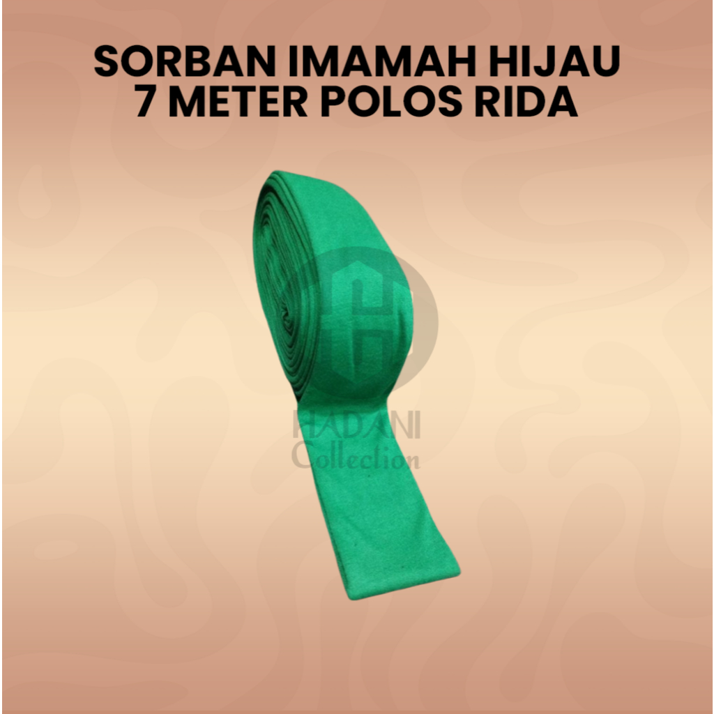 Sorban Imamah Hijau 7 Meter Polos Rida