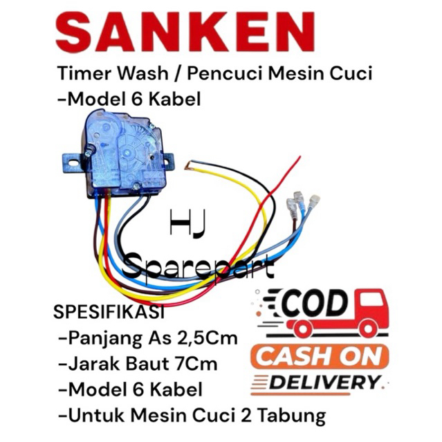 TIMER WASH 6 KABEL MESIN CUCI SANKEN 2 TABUNG - TIMER MESIN CUCI SANKEN 6 KABEL KWALITAS