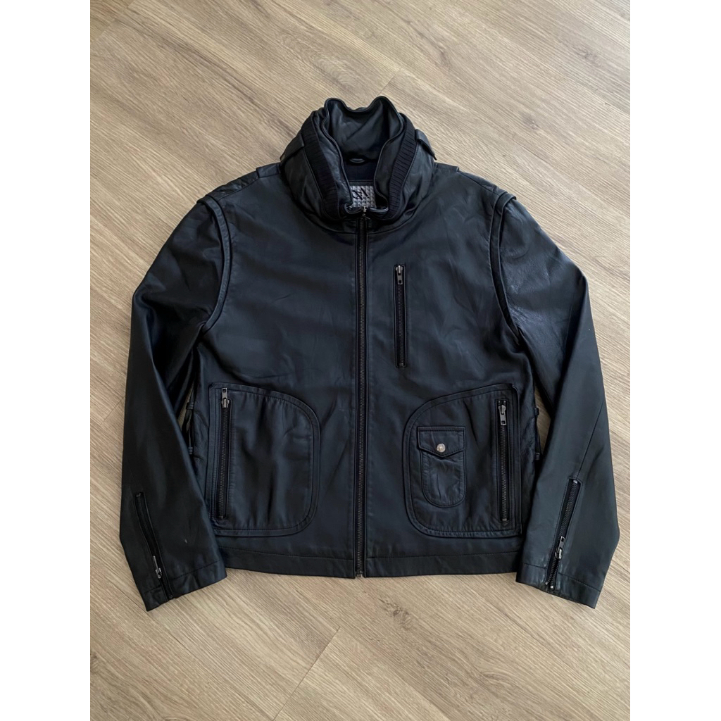 MAJAH LAVAH D POCKET CAFERACER LEATHER JACKET