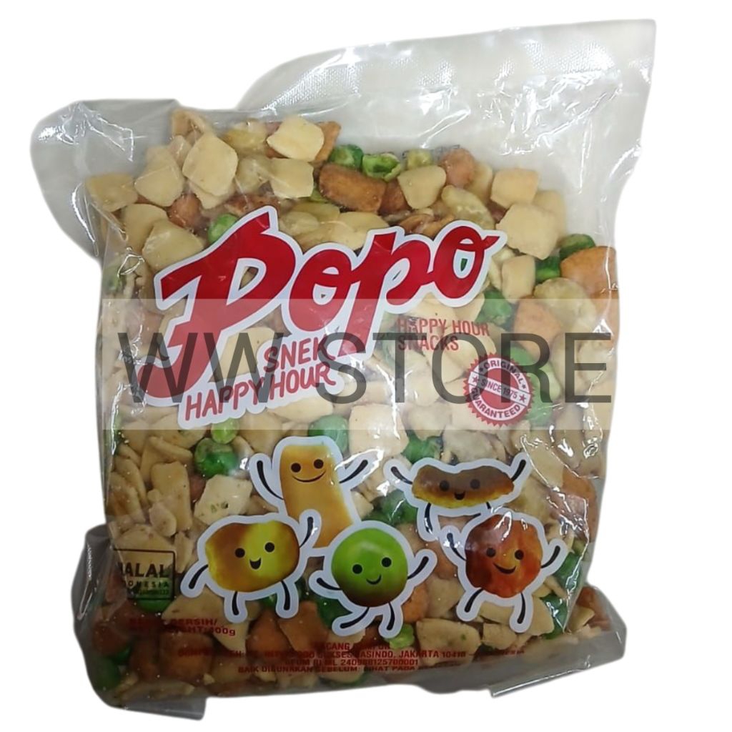 

Cemilan snek makanan ringan kacang campur halal MUI Popo Muruku HAPPY HOUR SNACK SNACKS 400g