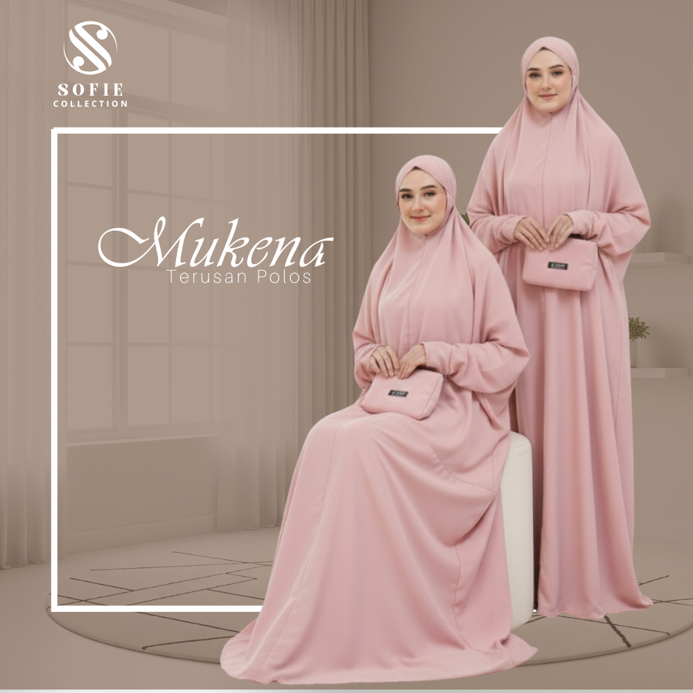 Mukena Terusan Terompah Dewasa Polos Jumbo 2in1 Cantik Mukenah Hadramaut Dagu  Katun Premium Adem