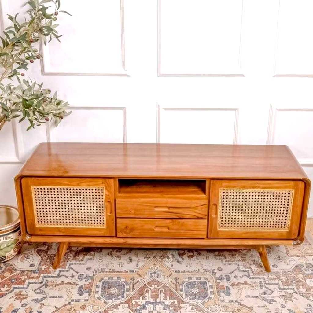 Tv Kabinet Rotan  jati kombinasi Rotan, Rak Tv minimalis, Rak Tv modern, Bufed Tv  furniture Jepara 