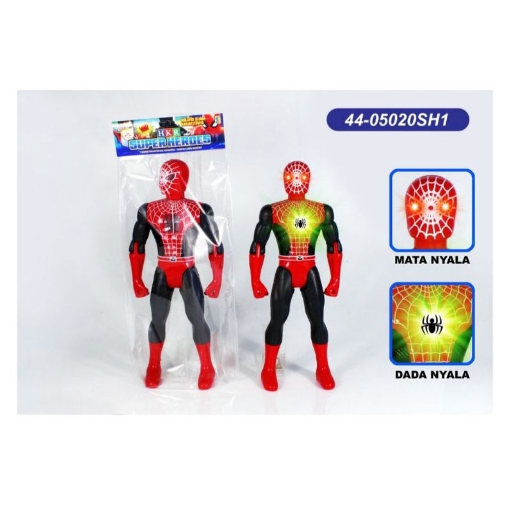 1 Pcs Mainan Anak Robot Spiderman Nyala Lampu Dan Suara HKR Super Heroes