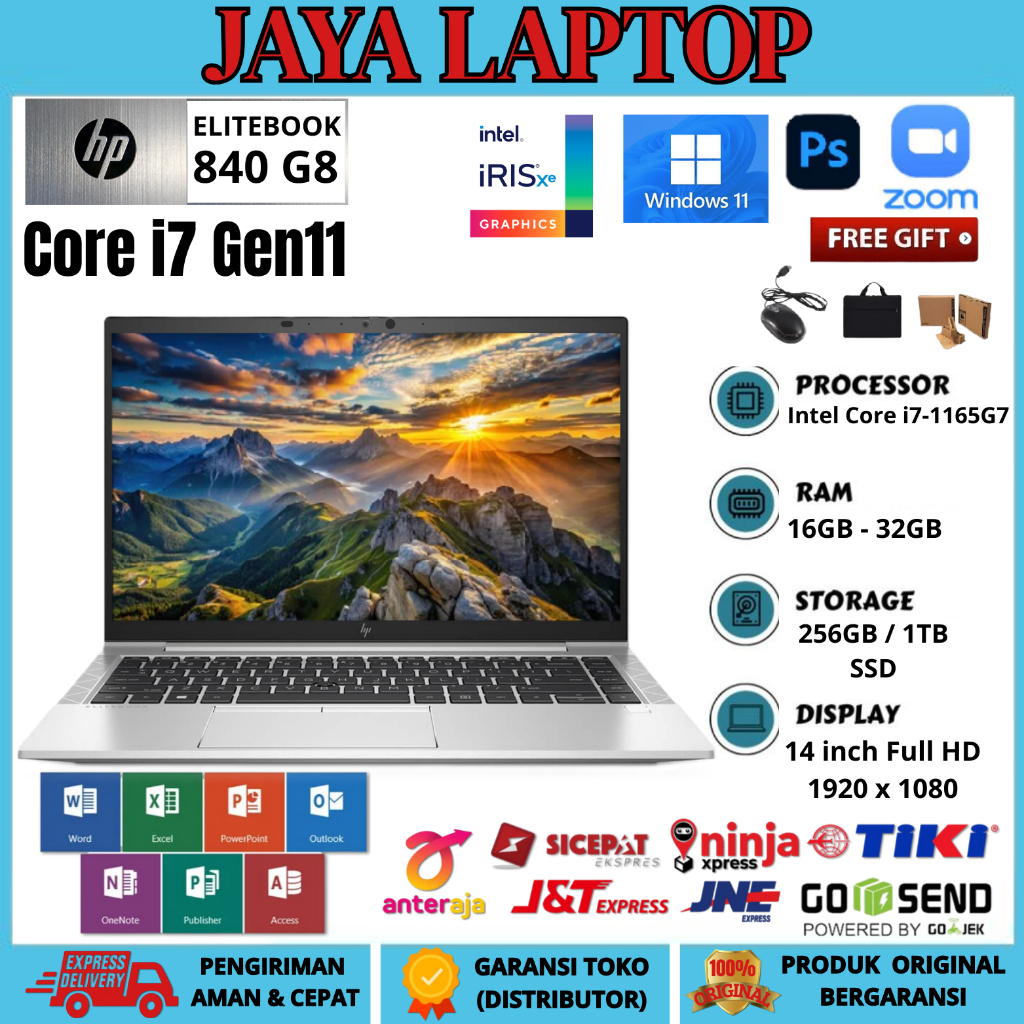 Laptop HP Elitebook 840 G8 i7 Generasi 11 iris Ram16GB/1TB SSD Free Mouse dan Tas WINS 11PRO ORI