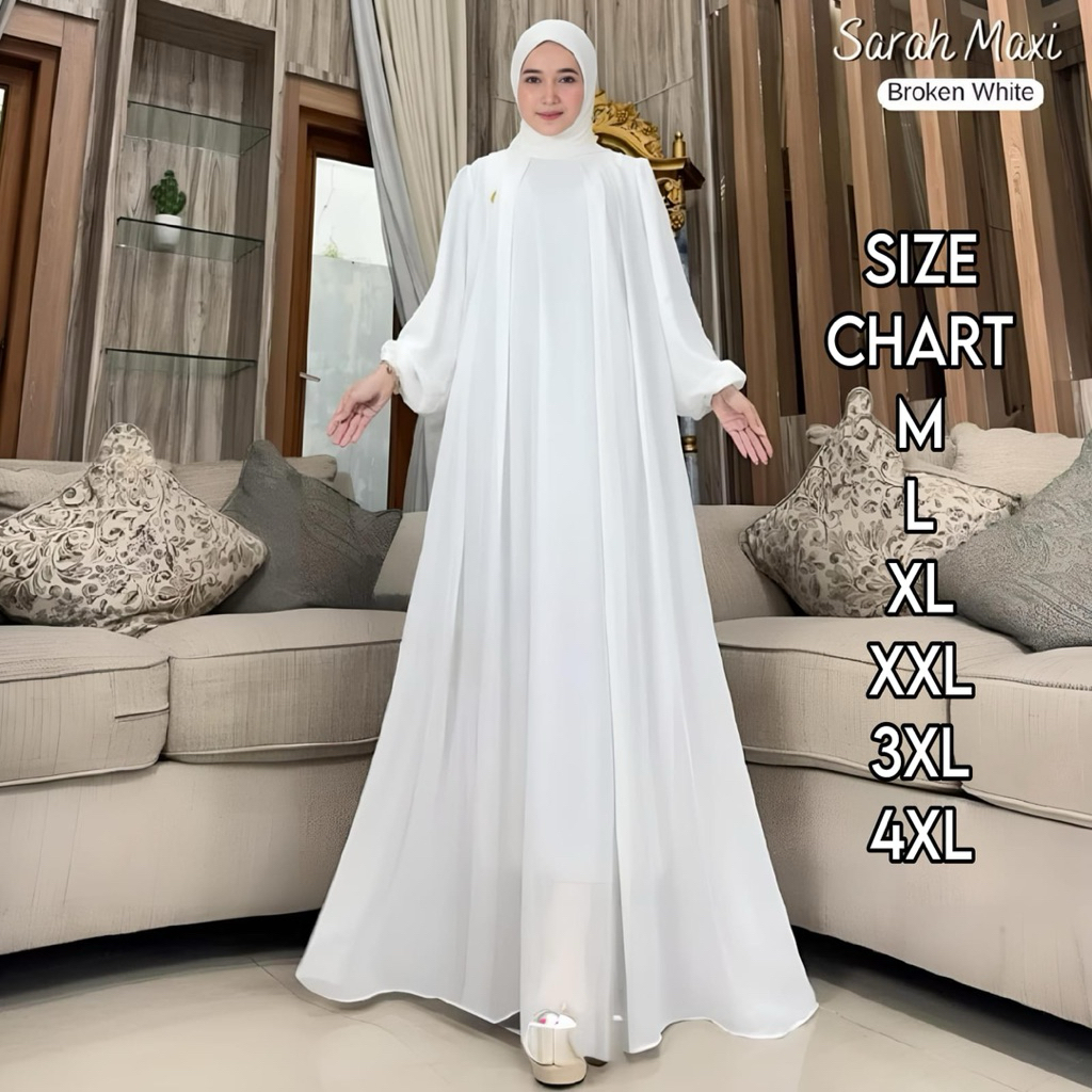 Dress Putih Ukuran Jumbo Wanita Remaja Dewasa Bahan Cerutty Babydoll Ld 140 Muslimah Mewah Hits Terb