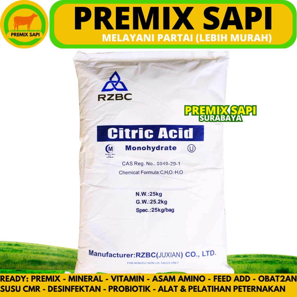 CITRIC ACID 25 KG MONOHYDRATE RZBC - FOOD GRADE - Sitrun Citrun Makanan Asam Sitrat Citric Acid