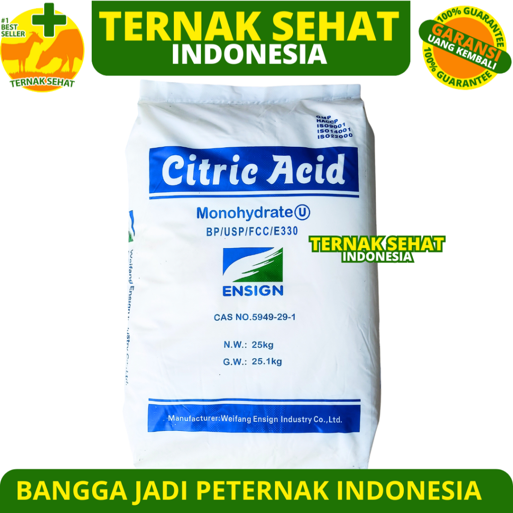 CITRIC ACID MONOHYDRATE 25 KG (KHUSUS KURIR INSTAN) - Sitrun Citrun Makanan Asam Sitrat Citrun Acid