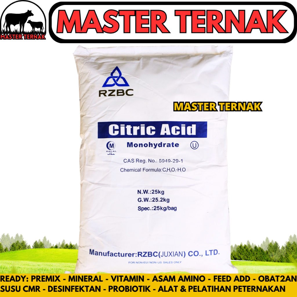 CITRIC ACID 25 KG MONOHYDRATE RZBC - FOOD GRADE - Sitrun Citrun Makanan Asam Sitrat Citric Acid