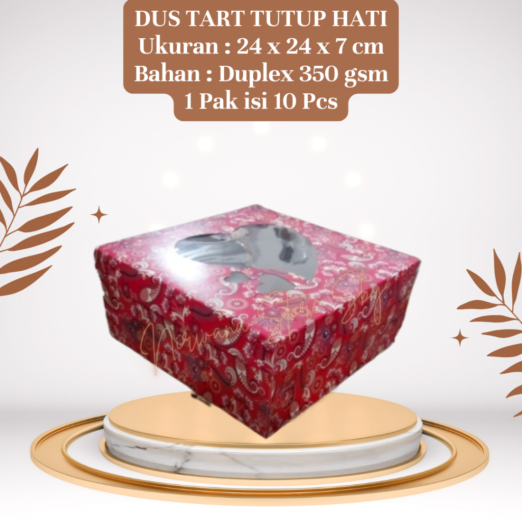 (10 Pcs) Dus Tart Tutup Hati 24x24x7 / Dus Kue / Dus Nasi / Kotak Ku / Box Nasi