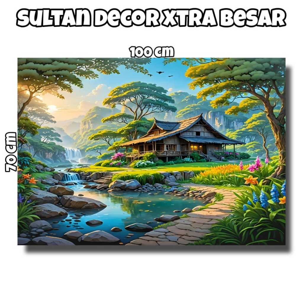 sultan decor - Lukisan Poster Cetak Big Jumbo Foto Pemandangan Alam Pedesaan Ukuran 100 x 70 cm & 10