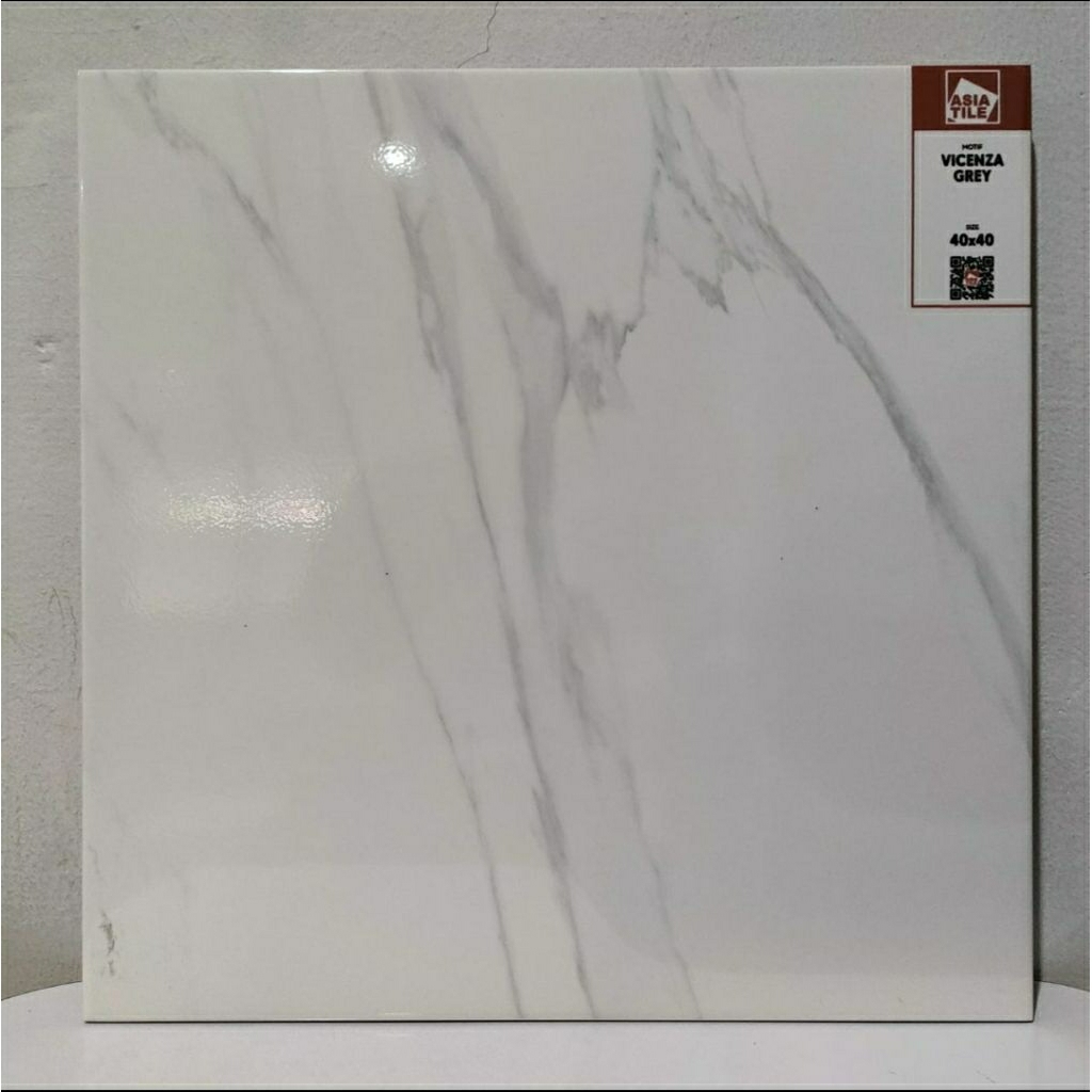 40x40 ASIA TILE KERAMIK KW 1 VICENZA GREY WARNA ABU CORAK MIRIP MARMER GRANIT MINIMALIS TERBARU MEWA