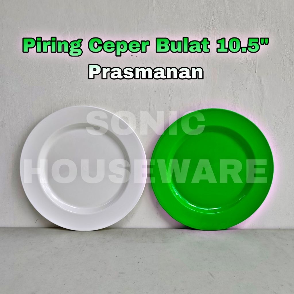 6 pcs Piring Makan Bulat Ceper 10 inch 10.5 inci Warna Putih Hijau Ungu Hijau Lime Tosca Prasmanan S
