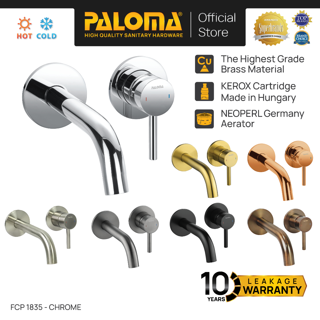 PALOMA Keran Wastafel Tanam Concealed Cuci Tangan Kran Air Panas Dingin Dinding Wall Faucet Basin Mi
