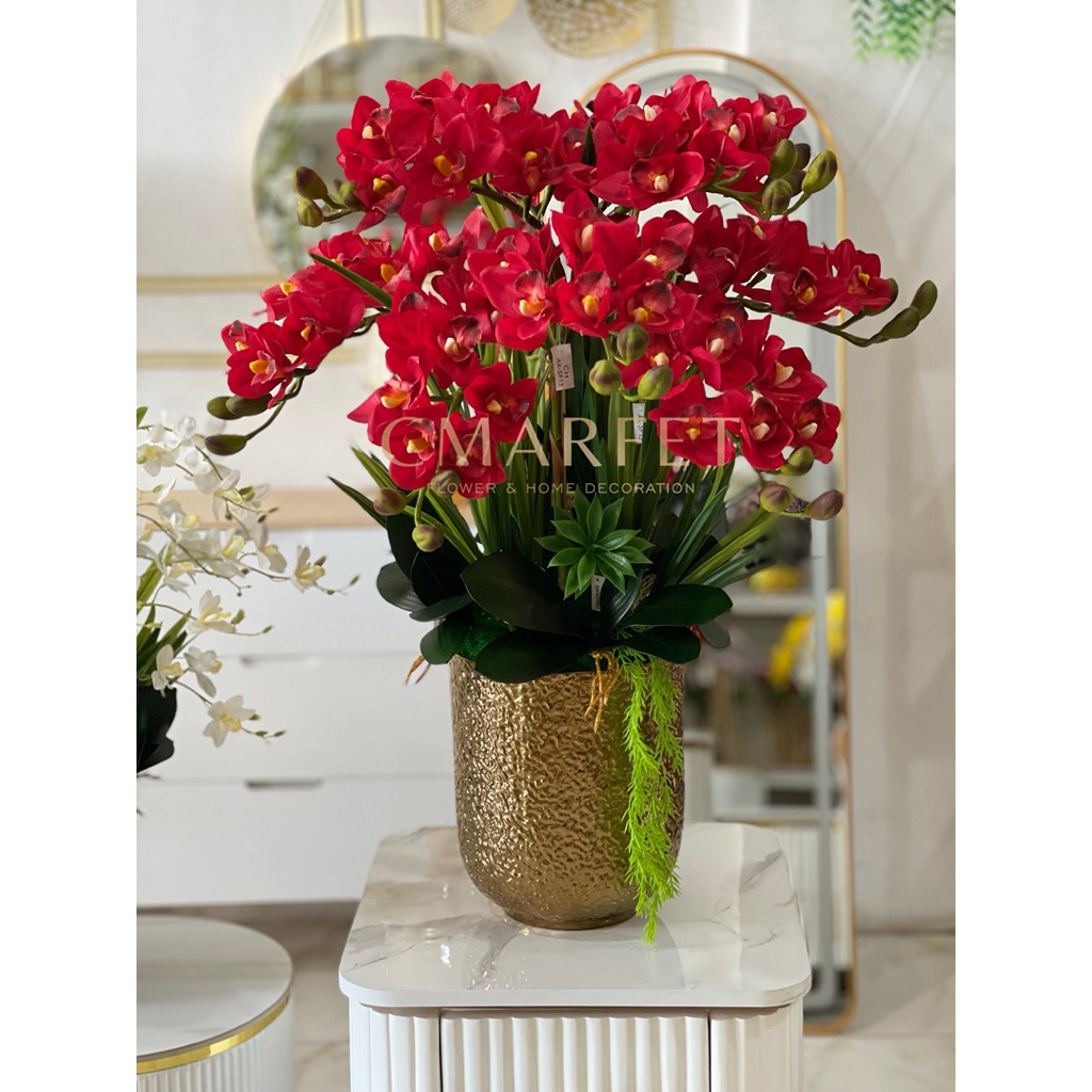 FREE  PACKING  KAYU anggrek latex cymbidium jumbo premium vas keramik gold