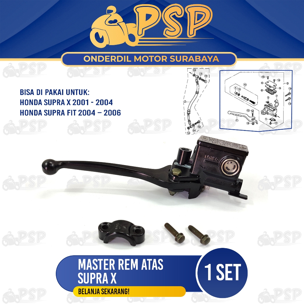 Master Rem Atas Supra X + Handel Assy - Rumah Tabung Minyak Rim Depan Honda Supra X 100 Supra Fit