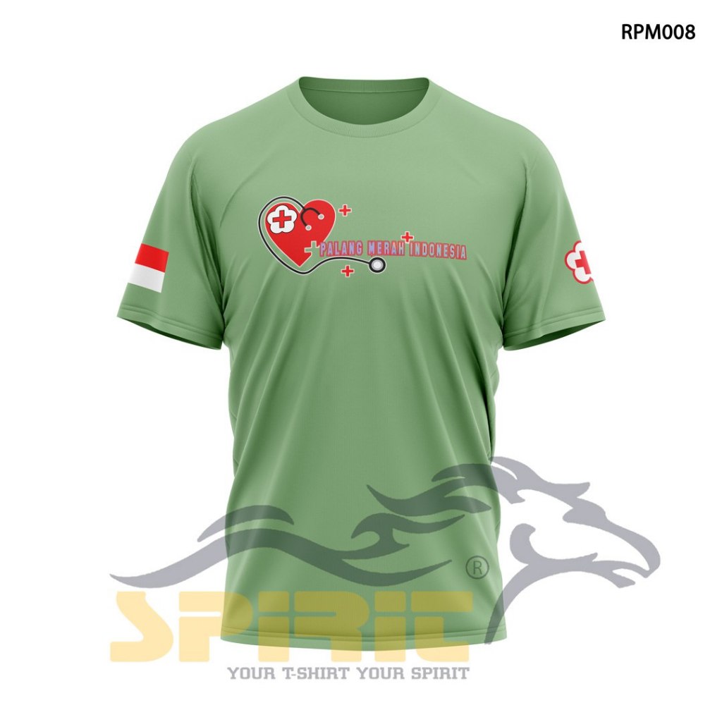 Baju Komunitas Relawan Lengan Pendek Sablon Print DTF | Kaos PMI Palang Merah Indonesia Unisex