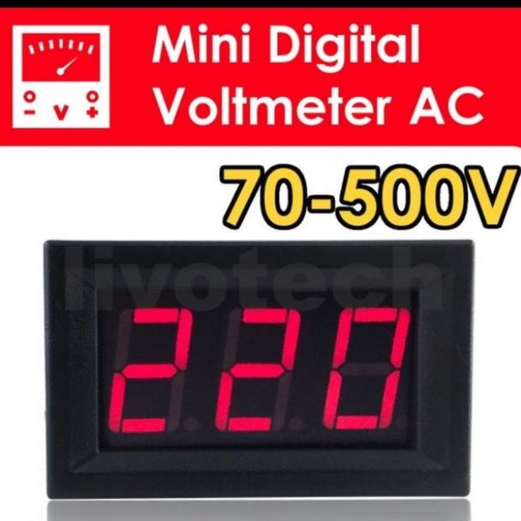 Voltmeter Volt Meter AC Digital 220V 220 v Merah Untuk Listrik PLN - Warna