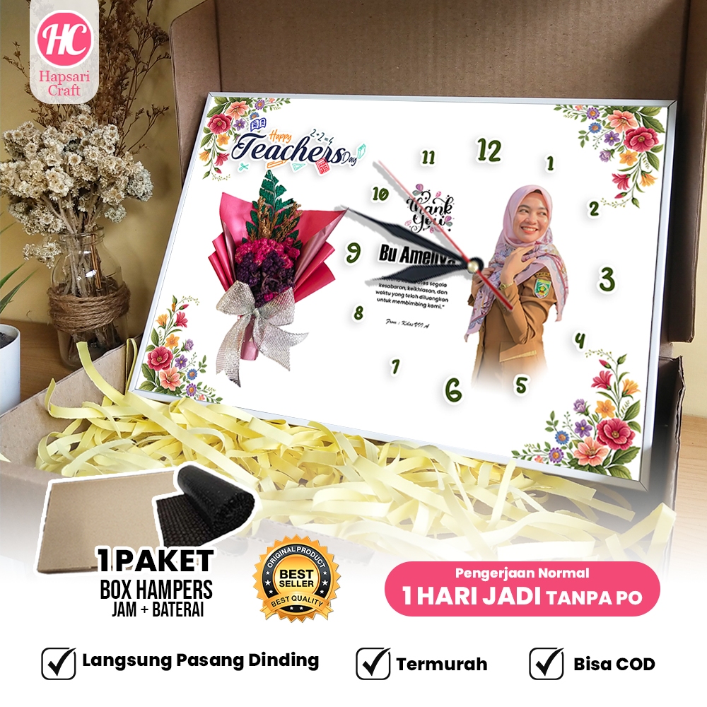 Hari Guru - Kado Hadiah untuk Kenang Kenangan Guru Perempuan Laki- Laki Teacher'S Day Jam Custom Mur
