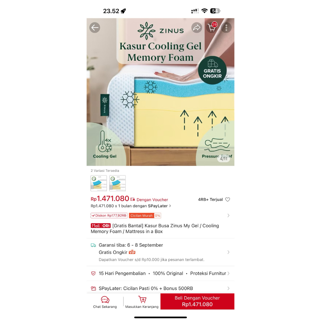 Kasur Zinus ukuran 90 X 200 JUAL MURAH NEGO