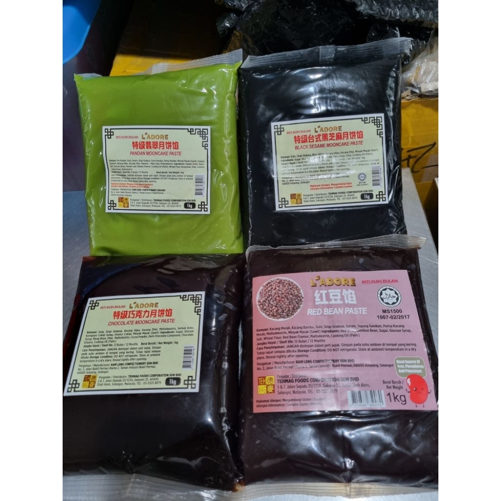 Filling mooncake 1kg pandan,kacang merah,durian,coklat,wijen hitam dan lotus