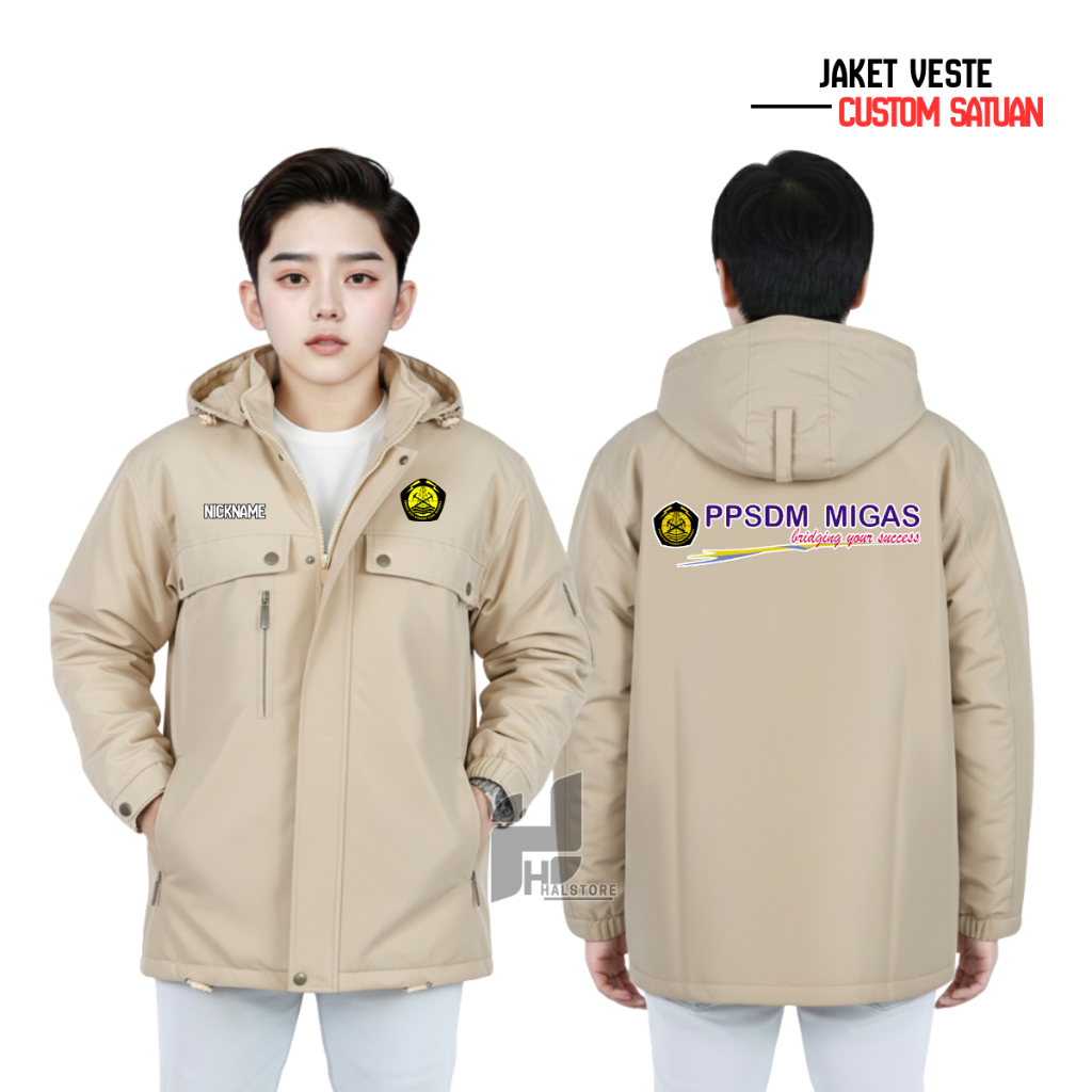 CUSTOM JAKET PPSDM TAMBANG WP PARASUT HOODIE LEPAS PASANG