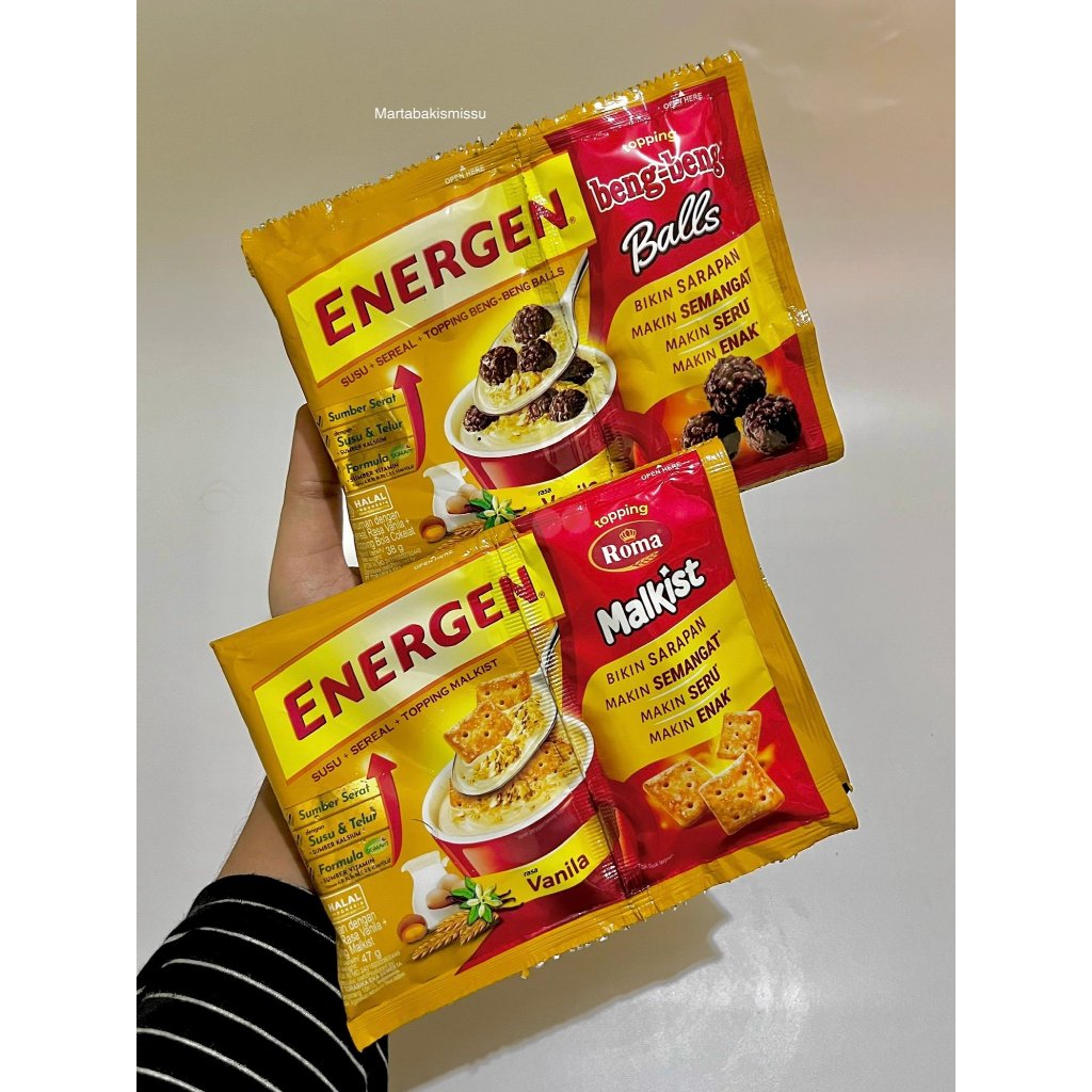 

Energen rasa Vanilla dengan Topping (1 Renceng/10 pcs)