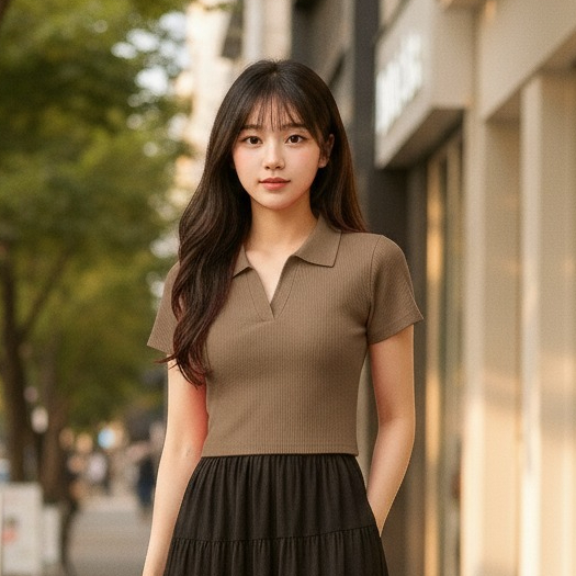 OURA CROP TOP WANITA KERAH POLOS | KAOS WANITA KERAH BENTUK V | KAOS WANITA KEKINIAN