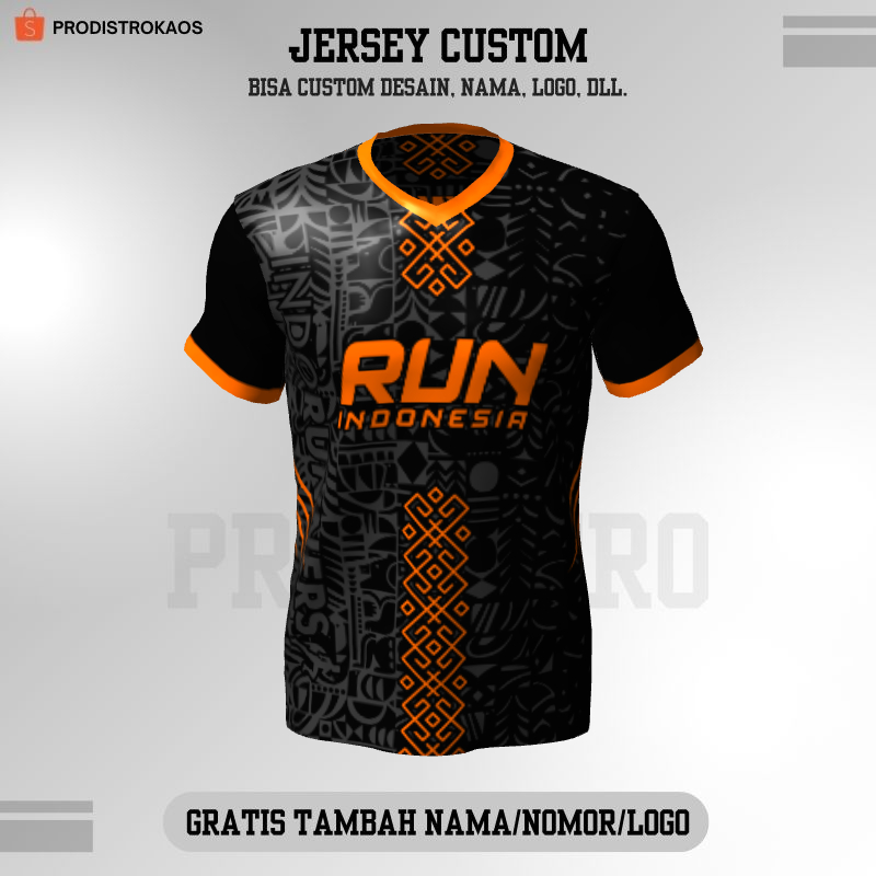 Kaos Jersey Lari Hitam Motif Abstrak 141 - Jersey Olahraga Custom