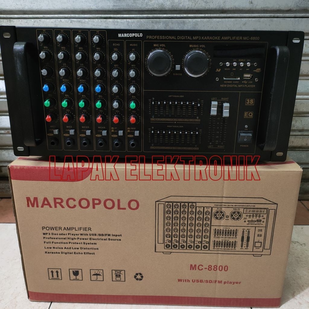 Power Amplifier Marcopolo MC 8800 Karaoke USB Mp3 Original | LAPAK ELEKTRONIK
