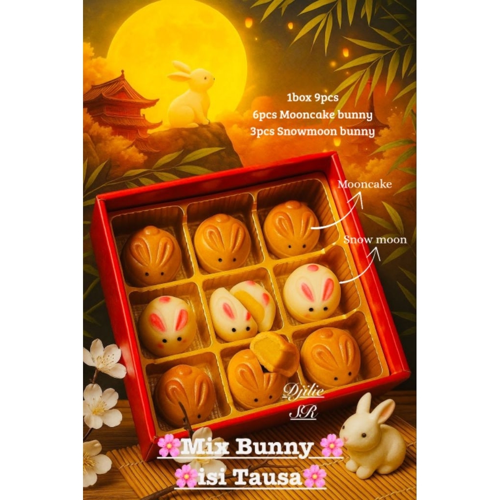 

Special Moon cake mini mix Snow moon 1box 9pcs , KUE BULAN DJI LIE MINI IMUT