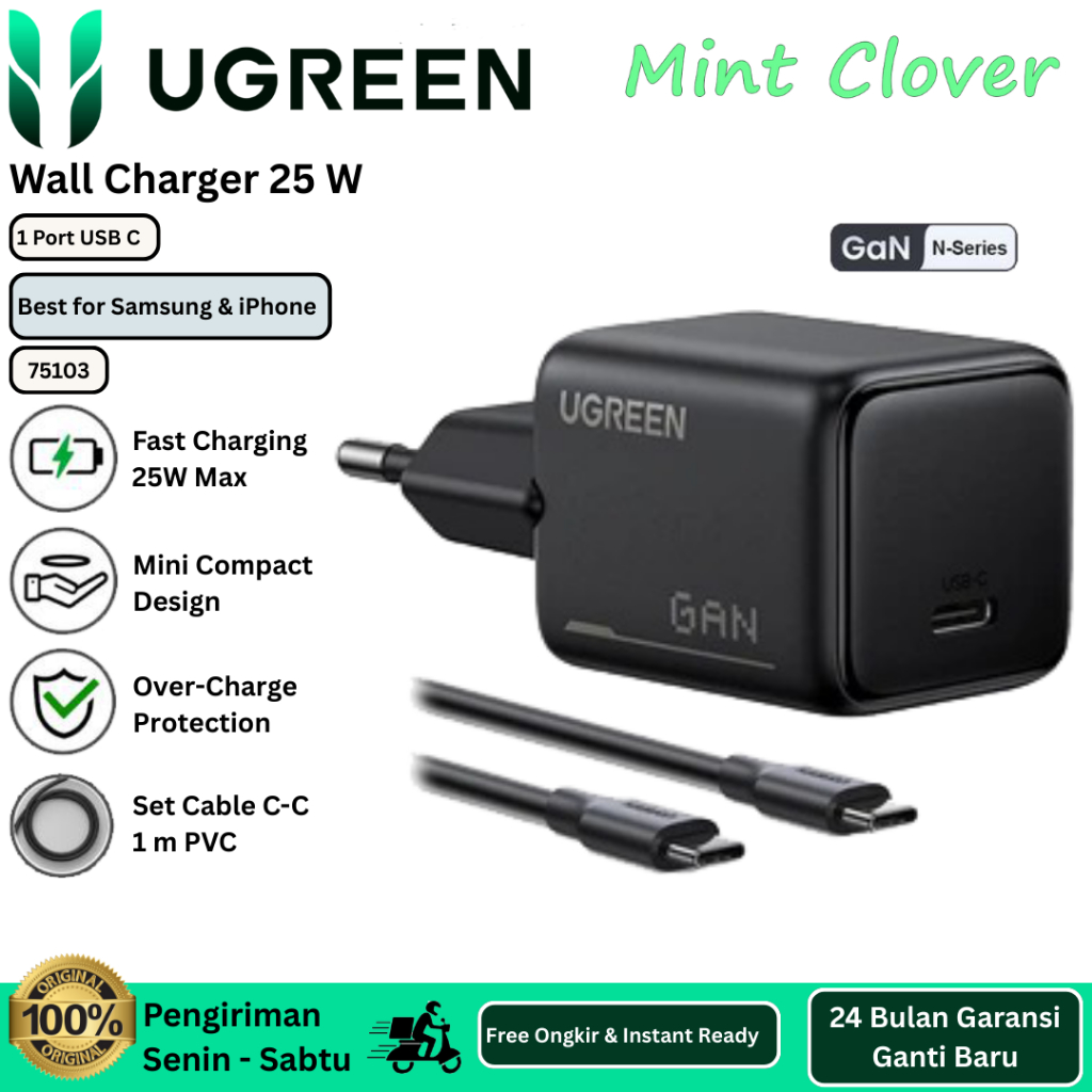 UGREEN Kepala Charger Samsung 25 watt PD Type C Super Fast Charging PPS PD 3.0 4.0